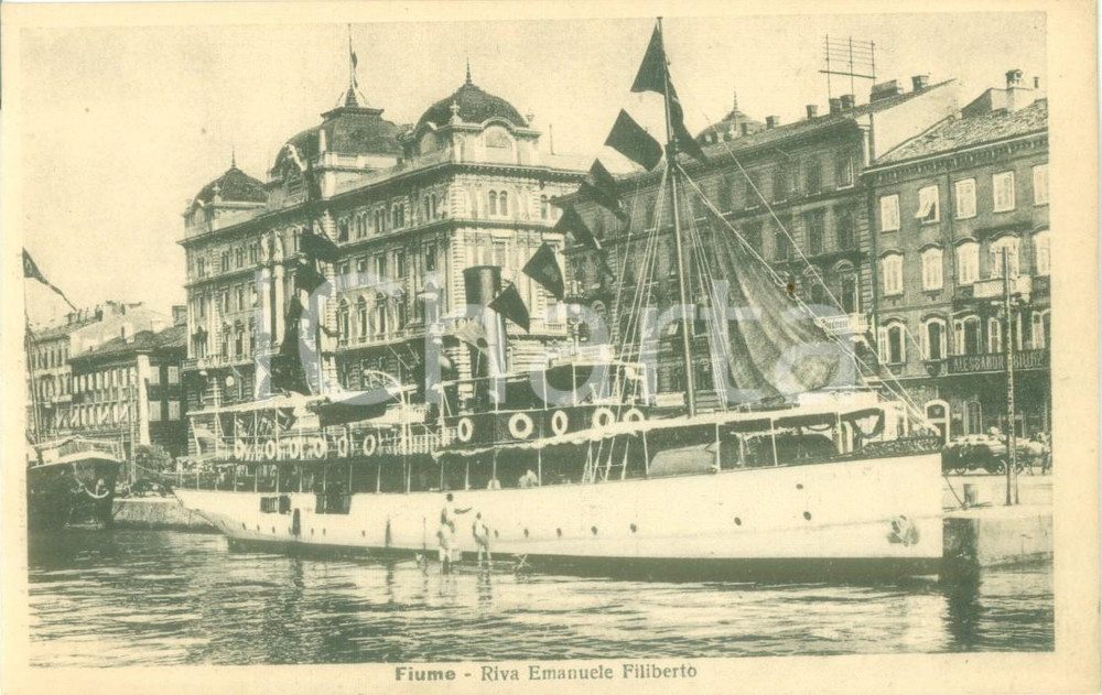 Cartolina originale da collezione 1940 ca FIUME CROAZIA Traghetto a Riva Emanuele Filiberto Cartolina FP NV 1