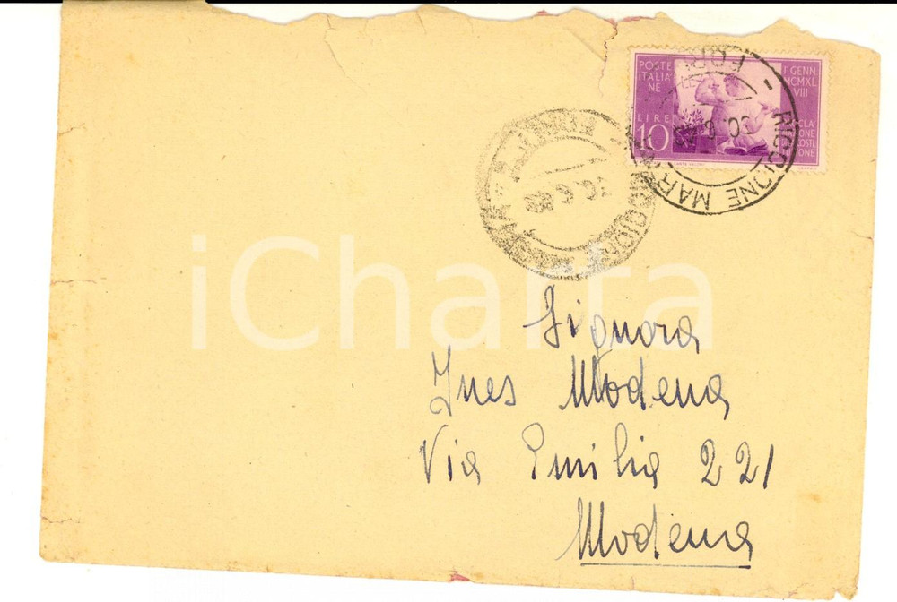 Materiale pubblicitario d’epoca 1948 STORIA POSTALE REPUBBLICA Busta affrancata PROCLAMAZIONE COSTITUZIONE 1