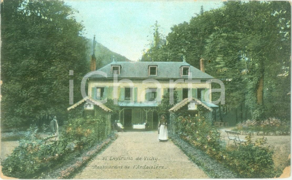Cartolina originale da collezione 1908 VICHY FRANCE Restaurant de l ArdoisiÃ¨re Cartolina ANIMATA FP VG 1