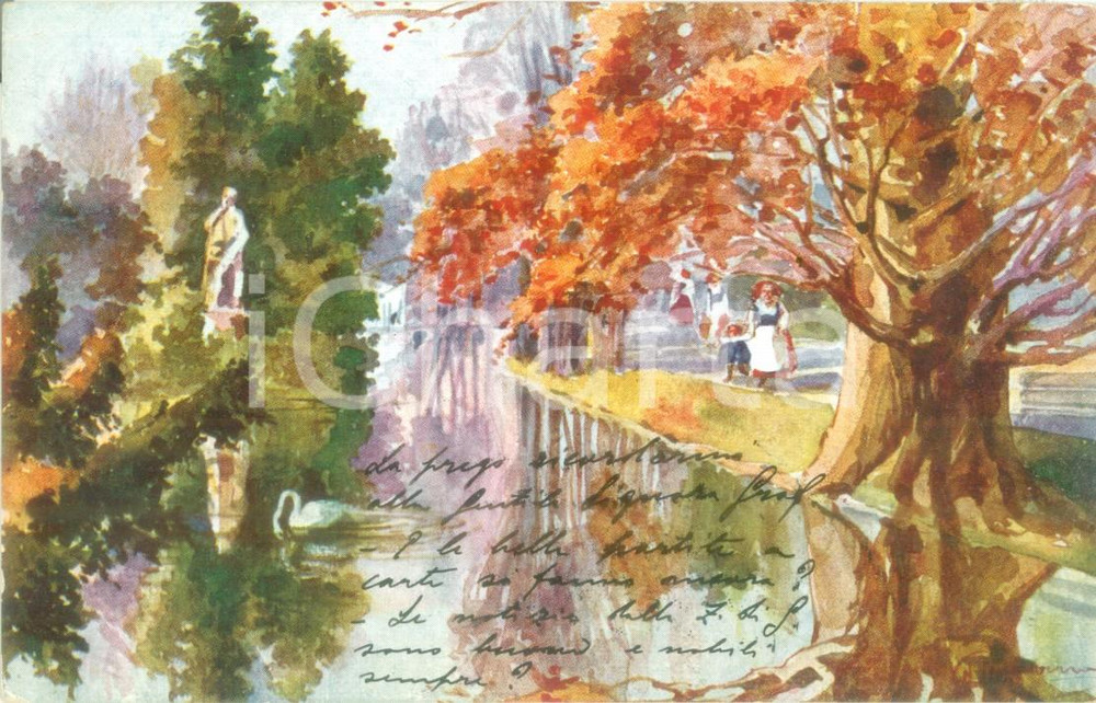 Cartolina originale da collezione 1917 MILANO Balie ai giardini pubblici Cartolina speciale CASA BANFI FP VG 1