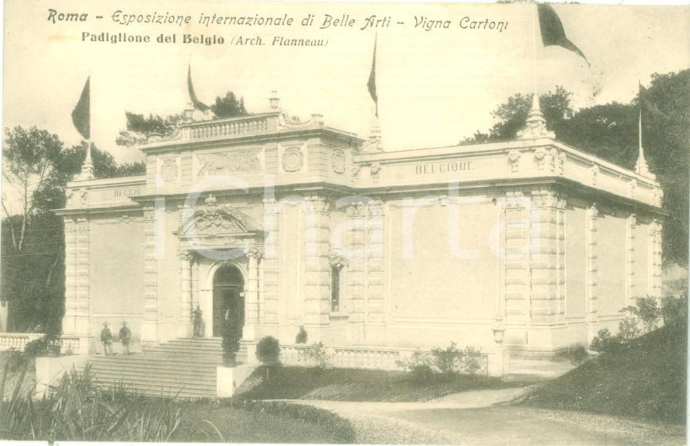 Cartolina originale da collezione 1911 ROMA Esposizione Belle Arti VIGNA CARTONI Padiglione BELGIO Cartolina FP 1
