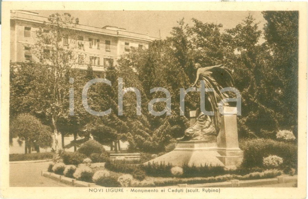Cartolina originale da collezione 1943 NOVI LIGURE AL Monumento ai Caduti scultore Edoardo RUBINO Cartolina FP 1