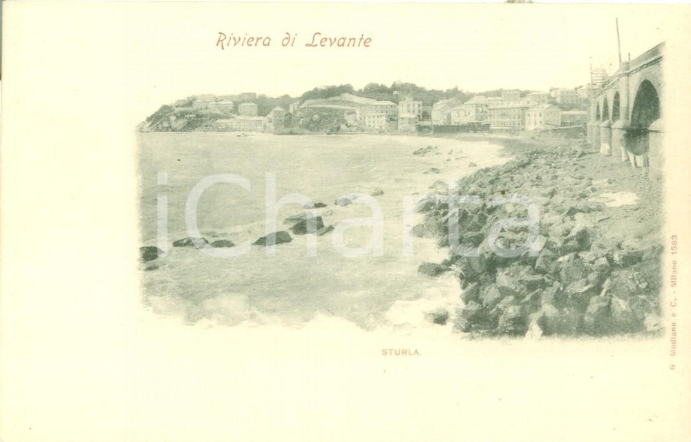 Cartolina originale da collezione 1900 ca GENOVA STURLA Panorama della Riviera di Levante Cartolina FP NV 1