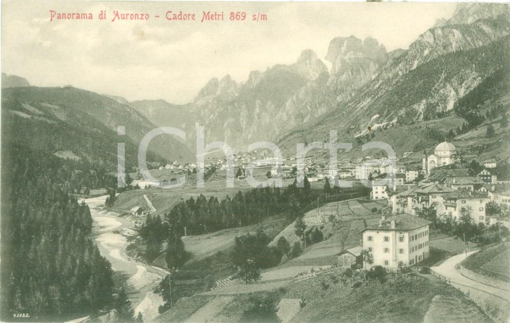 Cartolina originale da collezione 1930 ca AURONZO DI CADORE BL Panorama del paese e della valle Cartolina FP NV 1