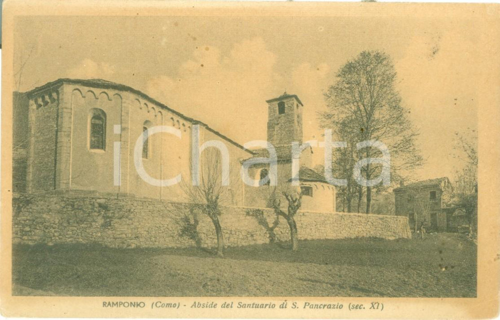 Cartolina originale da collezione 1930 ca RAMPONIO VERNA CO Abside Santuario di SAN PANCRAZIO Cartolina FP NV 1