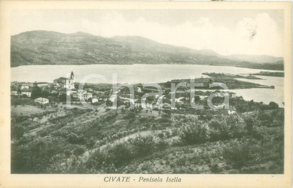 Cartolina originale da collezione 1930 ca CIVATE LC Veduta della penisola di ISELLA Cartolina FP NV 1