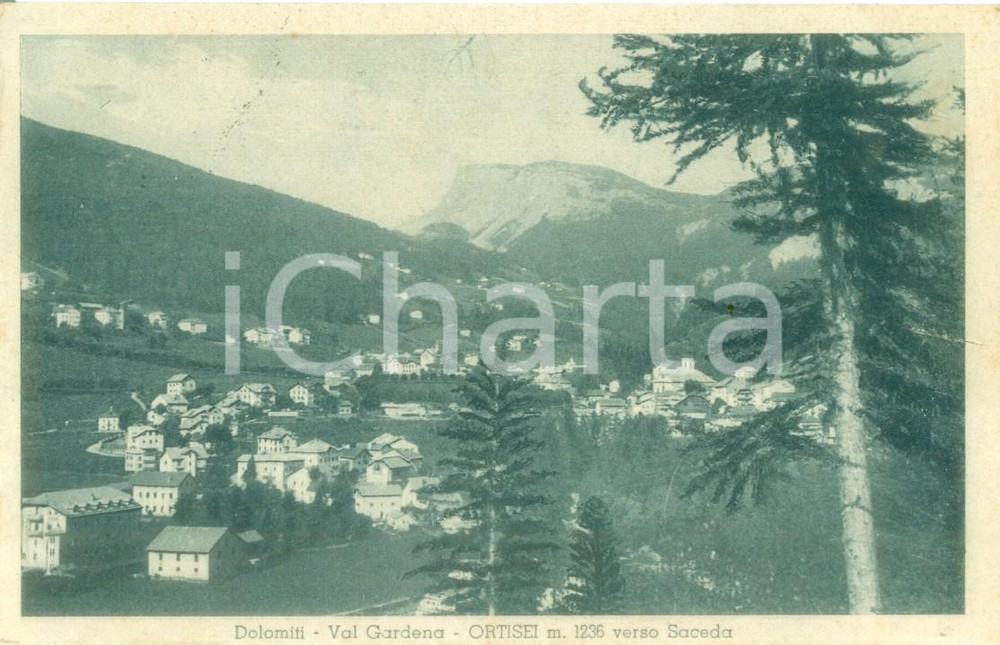 Cartolina originale da collezione 1934 ORTISEI BZ Panorama verso SACEDA in Val GARDENA Cartolina FP VG 1