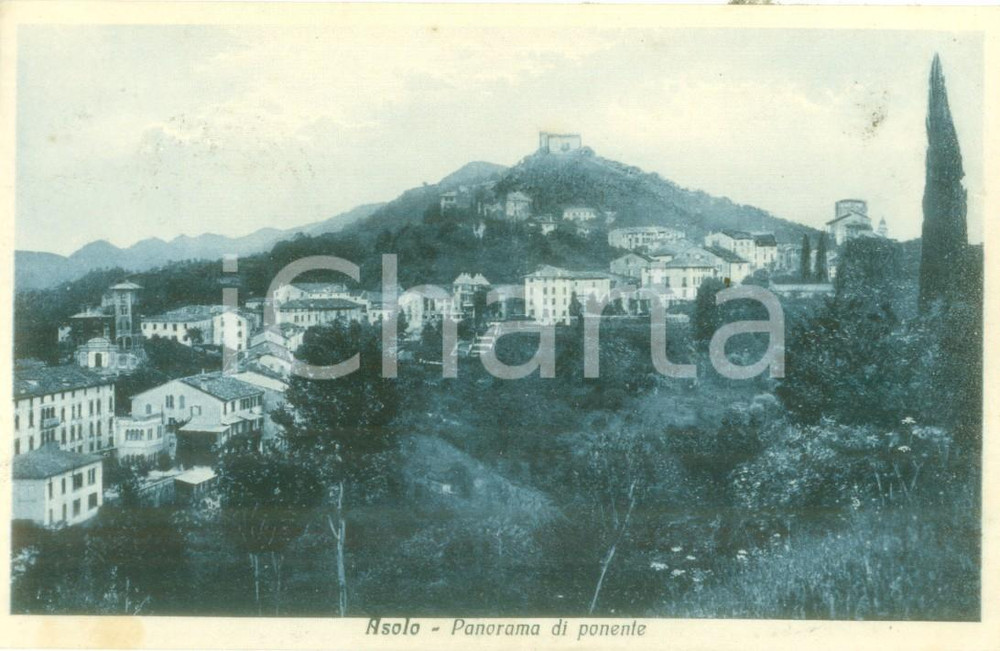 Cartolina originale da collezione 1933 ASOLO TV Panorama da ponente con la Rocca Cartolina FP VG 1