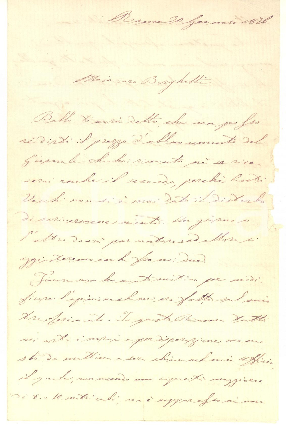 Autografo originale 1876 ROMA Tutto mi urta e sto chiuso nel mio ufficio Lettera Gustavo MINELLI 1