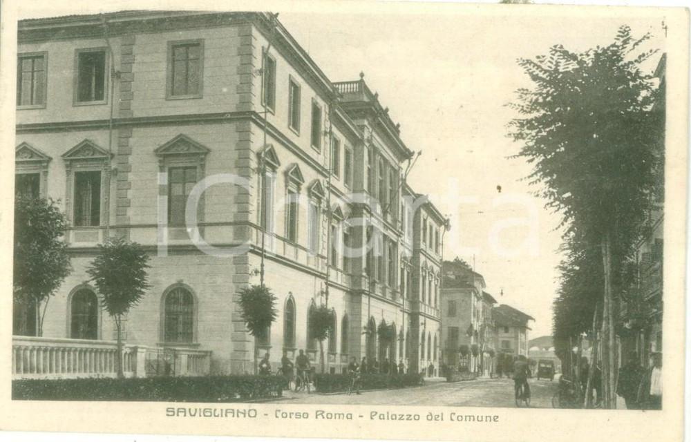 Cartolina originale da collezione 1941 SAVIGLIANO CN Palazzo del Comune in Corso ROMA Cartolina FP VG 1