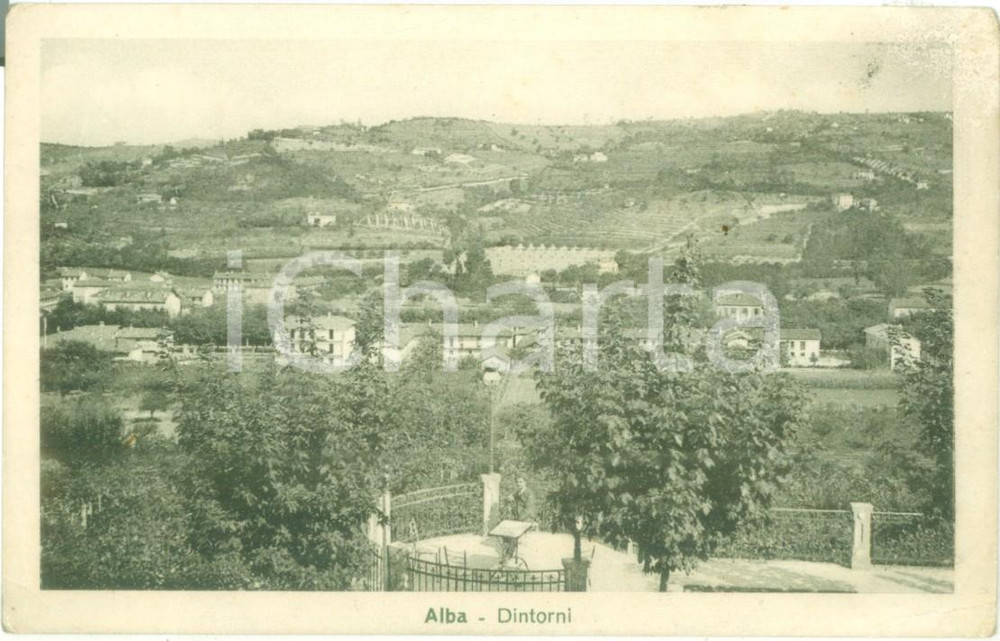 Cartolina originale da collezione 1935 ca ALBA CN Panorama con dintorni Cartolina ANIMATA FP NV 1