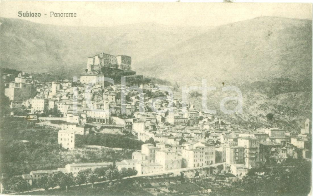 Cartolina originale da collezione 1917 SUBIACO RM Panorama generale con Rocca dei BORGIA Cartolina FP NV 1