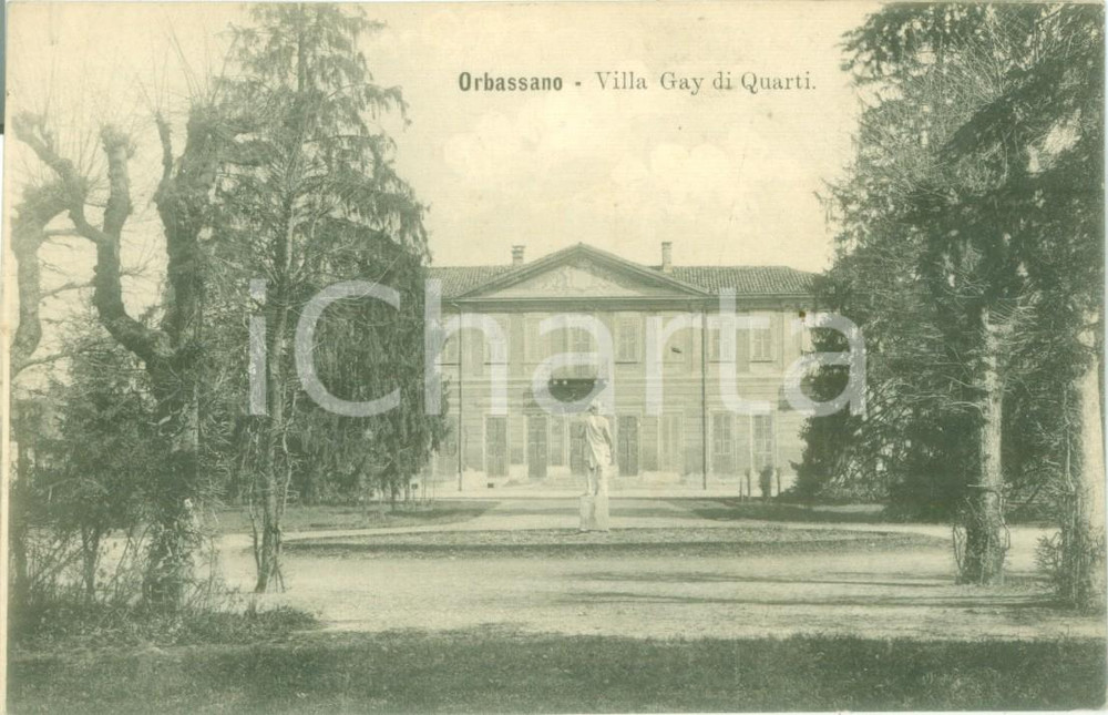 Cartolina originale da collezione 1911 ORBASSANO TO Giardino di Villa GAY DI QUARTI Cartolina FP VG 1