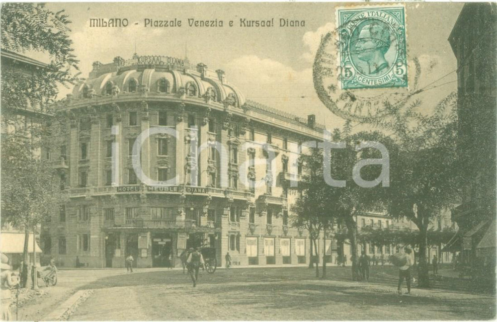 Cartolina originale da collezione 1911 MILANO Piazzale VENEZIA Kursaal DIANA Cartolina postale FP VG 1