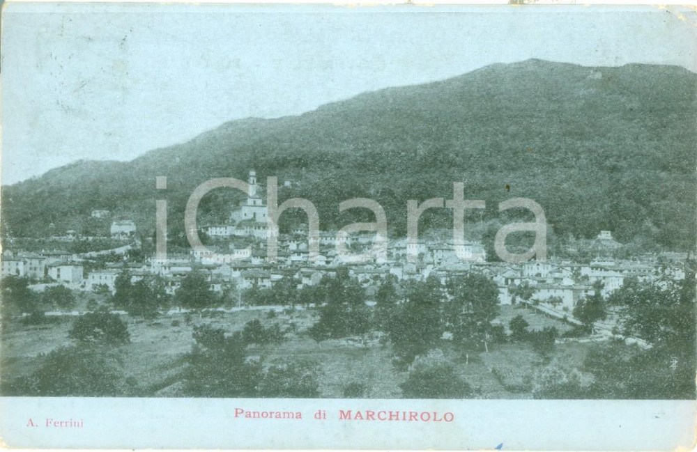Cartolina originale da collezione 1907 MARCHIROLO VA Panorama generale del paese Cartolina FP VG 1
