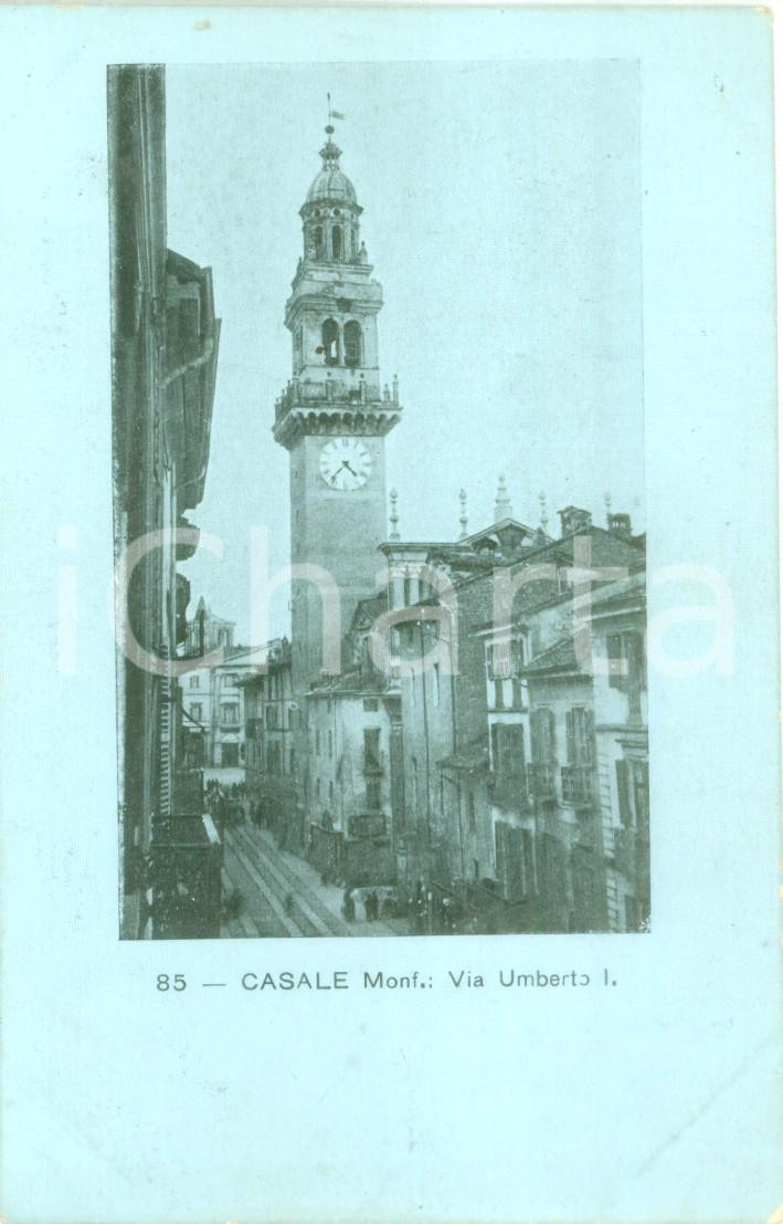 Cartolina originale da collezione 1900 ca CASALE MONFERRATO AL Campanile in Via UMBERTO I Cartolina FP NV 1
