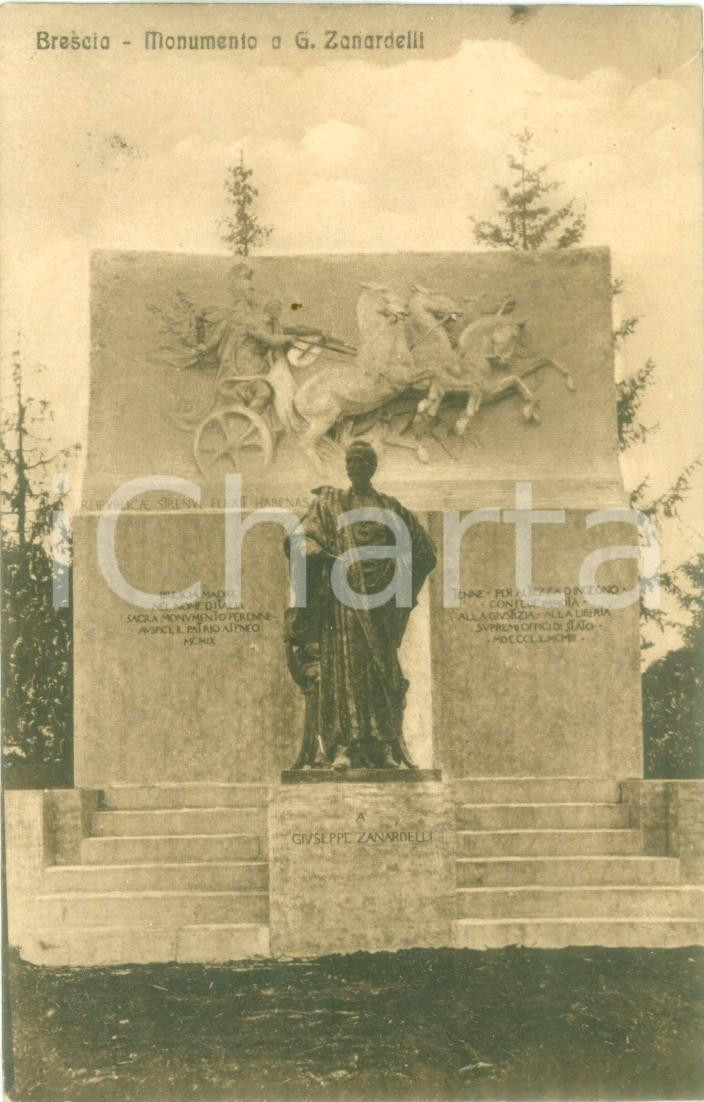 Cartolina originale da collezione 1916 BRESCIA Il monumento a Giuseppe ZANARDELLI Cartolina FP VG 1