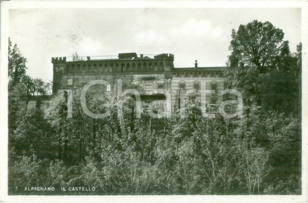 Cartolina originale da collezione 1939 ALPIGNANO TO Veduta del Castello con alberi Cartolina FP VG 1