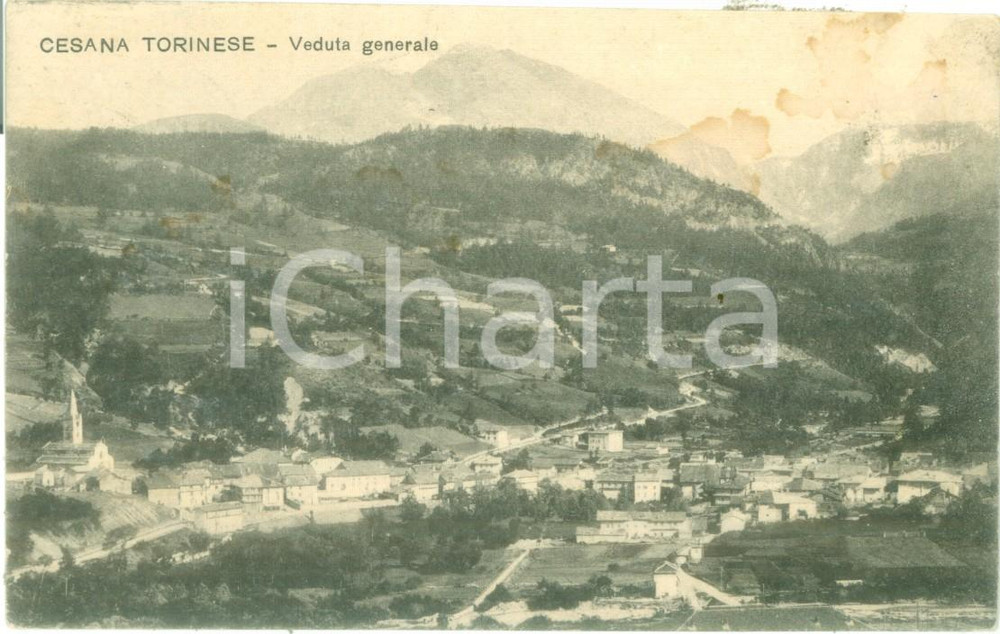 Cartolina originale da collezione 1923 CESANA TORINESE Veduta generale con la valle Cartolina FP VG 1