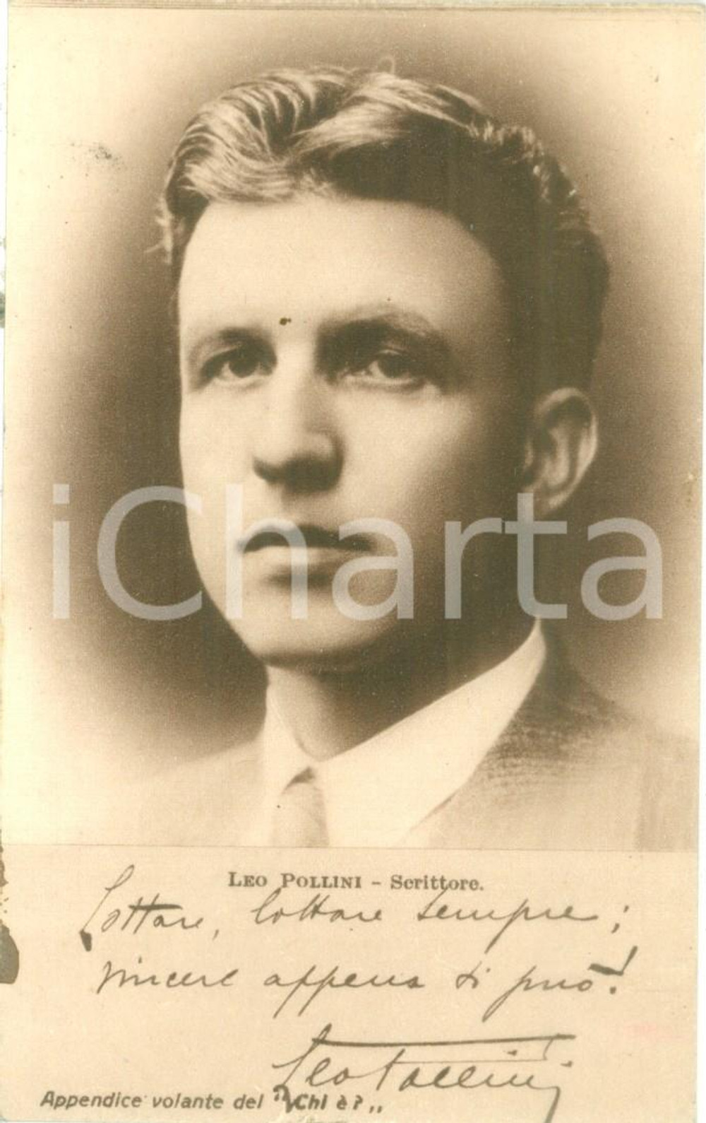 Cartolina originale da collezione 1930 ca CARTOLINE PARLANTI Scrittore Leo POLLINI Cartolina FP NV 1