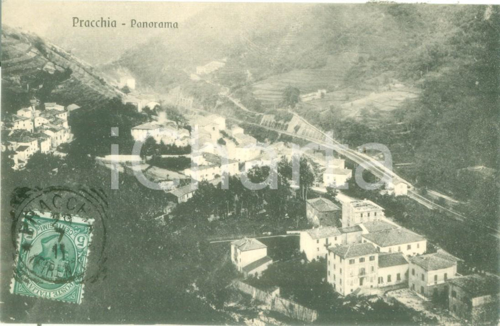 Cartolina originale da collezione 1911 PISTOIA Panorama dall alto di PRACCHIA Cartolina postale FP VG 1