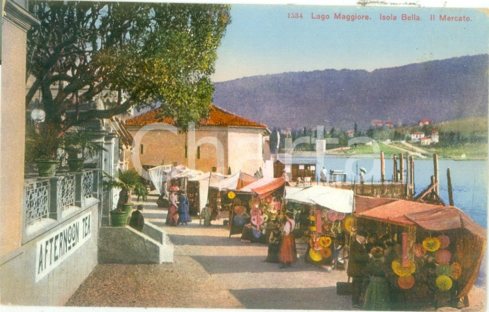 Cartolina originale da collezione 1930 ca ISOLA BELLA VB Il mercato sul Lago Maggiore Cartolina FP NV 1