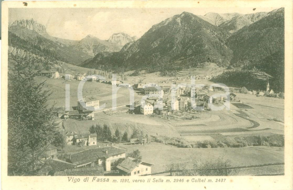 Cartolina originale da collezione 1927 VIGO DI FASSA TN Panorama della valle verso il SELLA Cartolina FP VG 1