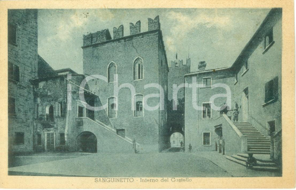 Cartolina originale da collezione 1948 SANGUINETTO VR L interno del Castello Cartolina FP VG 1