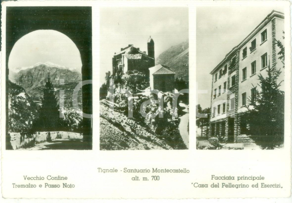 Cartolina originale da collezione 1954 TIGNALE BS Santuario Montecastello Casa del Pellegrino Cartolina FG VG 1
