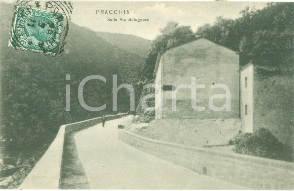 Cartolina originale da collezione 1911 PISTOIA Sulla Via Bolognese per PRACCHIA Cartolina FP NV 1