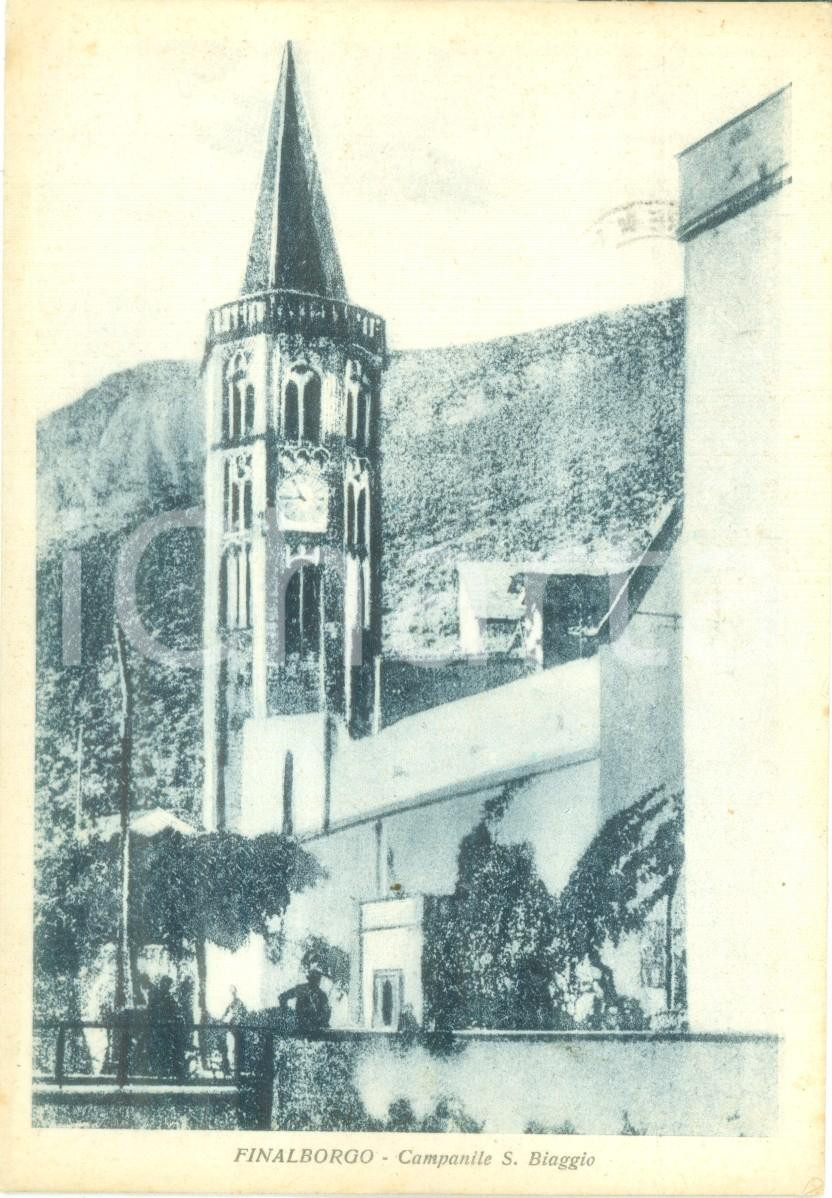 Cartolina originale da collezione 1957 FINALE LIGURE SV Campanile di SAN BIAGIO a Finalborgo Cartolina FG VG 1