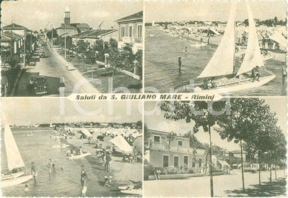 Cartolina originale da collezione 1955 RIMINI Vedutine di SAN GIULIANO A MARE Cartolina FG VG 1