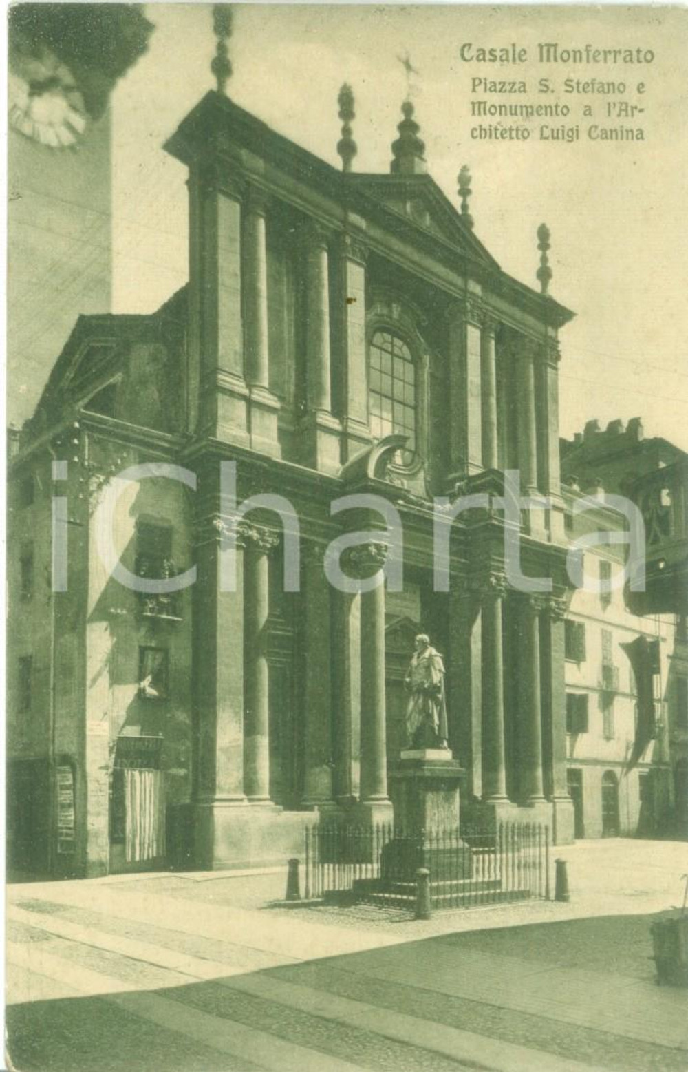 Cartolina originale da collezione 1917 CASALE MONFERRATO Piazza Santo Stefano Monumento Luigi CANINA Cartolina 1