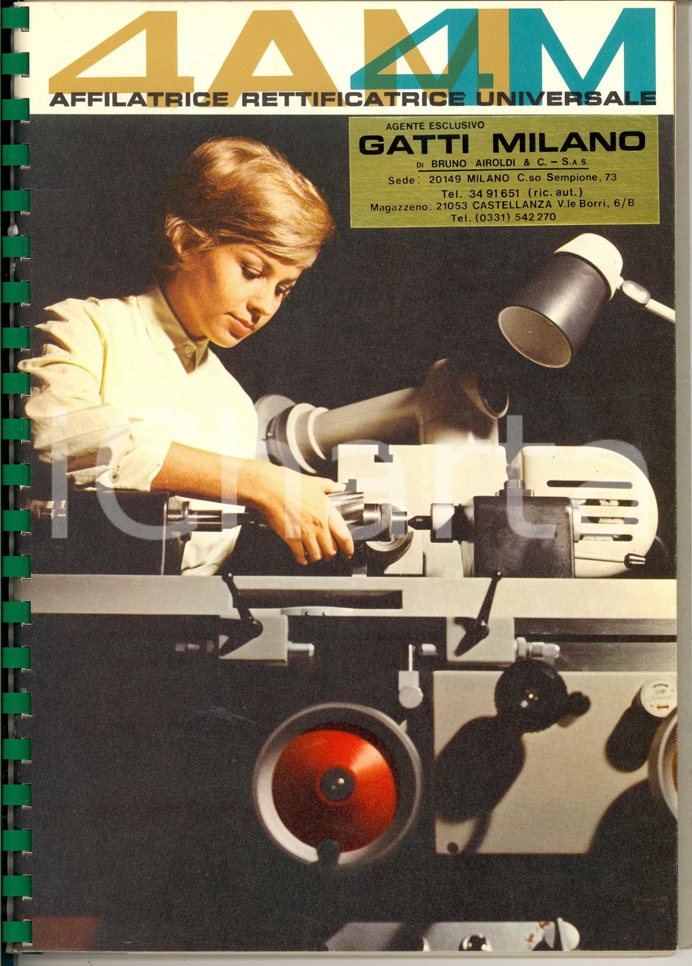 Materiale pubblicitario d’epoca 1974 MILANO Ditta GATTI di Bruno AIROLDI Catalogo rettificatrice TACCHELLA 1
