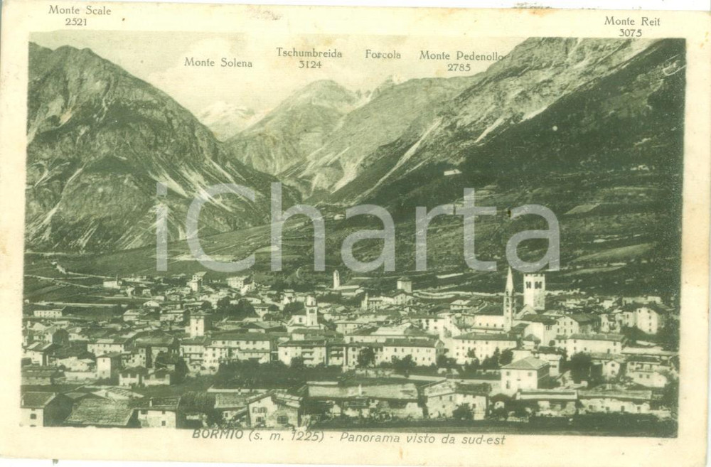Cartolina originale da collezione 1924 BORMIO SO Panorama visto da sudest Cartolina postale FP VG 1