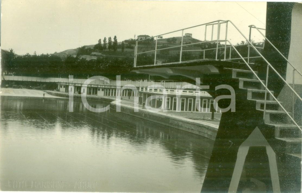 Cartolina originale da collezione 1932 ACQUI TERME AL Trampolino e piscina Cartolina postale FP VG 1