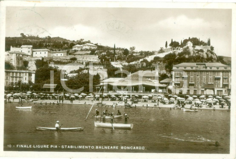 Cartolina originale da collezione 1934 FINALE LIGURE SV Stabilimento balneare BONCARDO a FINAL PIA Cartolina FP 1