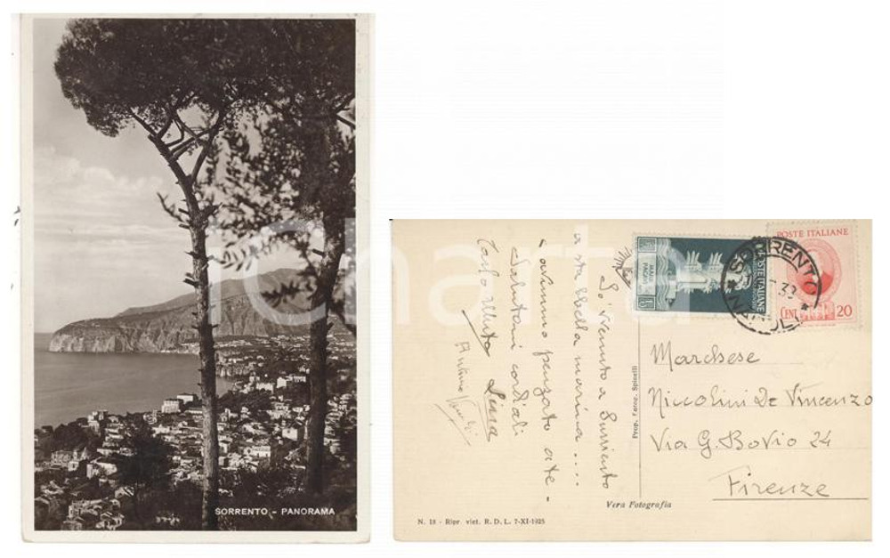 Cartolina originale da collezione 1933 STORIA POSTALE SORRENTO Cartolina a marchese NICCOLINI di Firenze Marconi 1