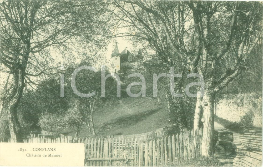 Cartolina originale da collezione 1907 CONFLANS FRANCE Vue du ChÃ¢teau de Manuel Cartolina postale FP VG 1