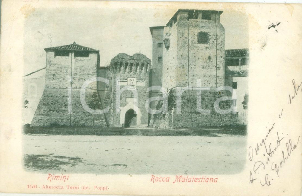 Cartolina originale da collezione 1900 ca RIMINI Facciata della Rocca MALATESTIANA Cartolina postale FP VG 1