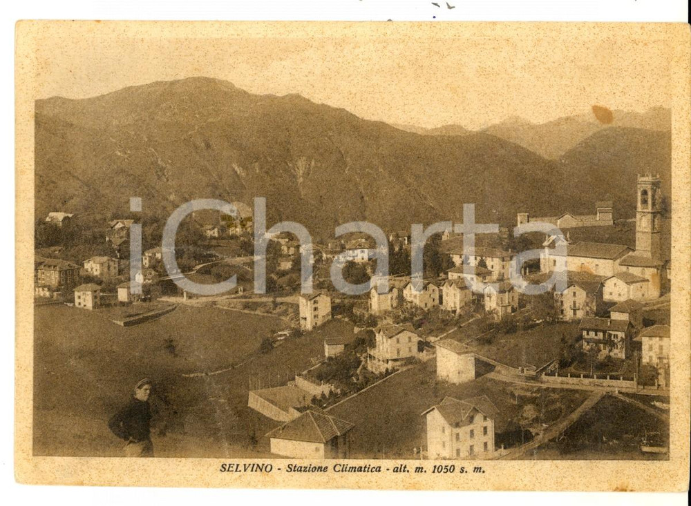 Cartolina originale da collezione 1940 ca SELVINO BG Panorama del paese Cartolina ANIMATA FG NV 1