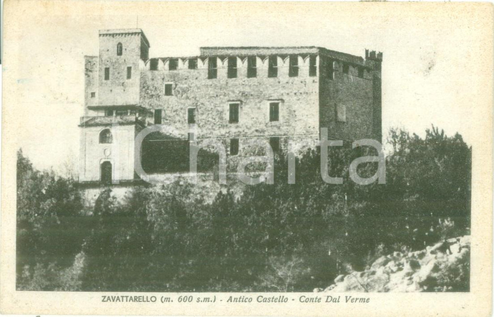 Cartolina originale da collezione 1940 ZAVATTARELLO PV Antico Castello Conte DAL VERME Cartolina postale FP VG 1
