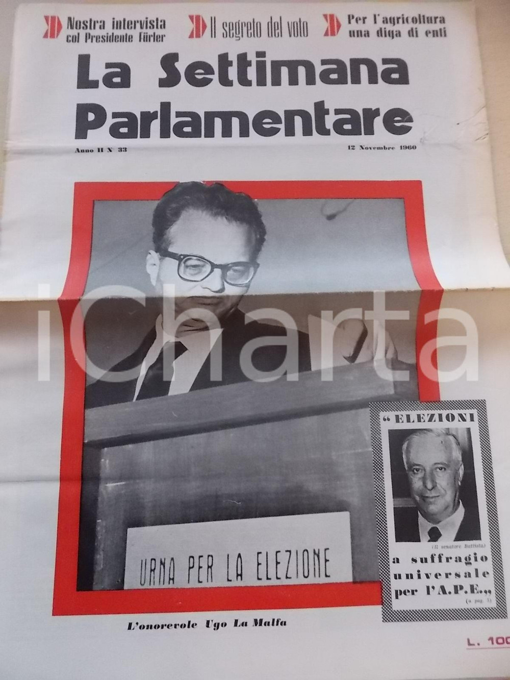 Giornale, rivista storica 1960 LA SETTIMANA PARLAMENTARE Il cattolico KENNEDY alla presidenza USA nÂ° 33 1
