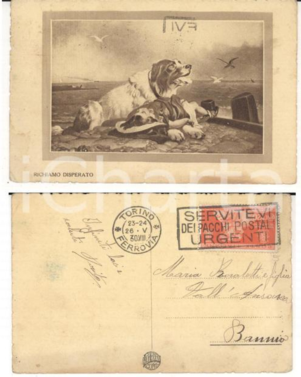 Cartolina originale da collezione 1930 STORIA POSTALE Richiamo disperato Cartolina 20 cent. nozze Umberto 1