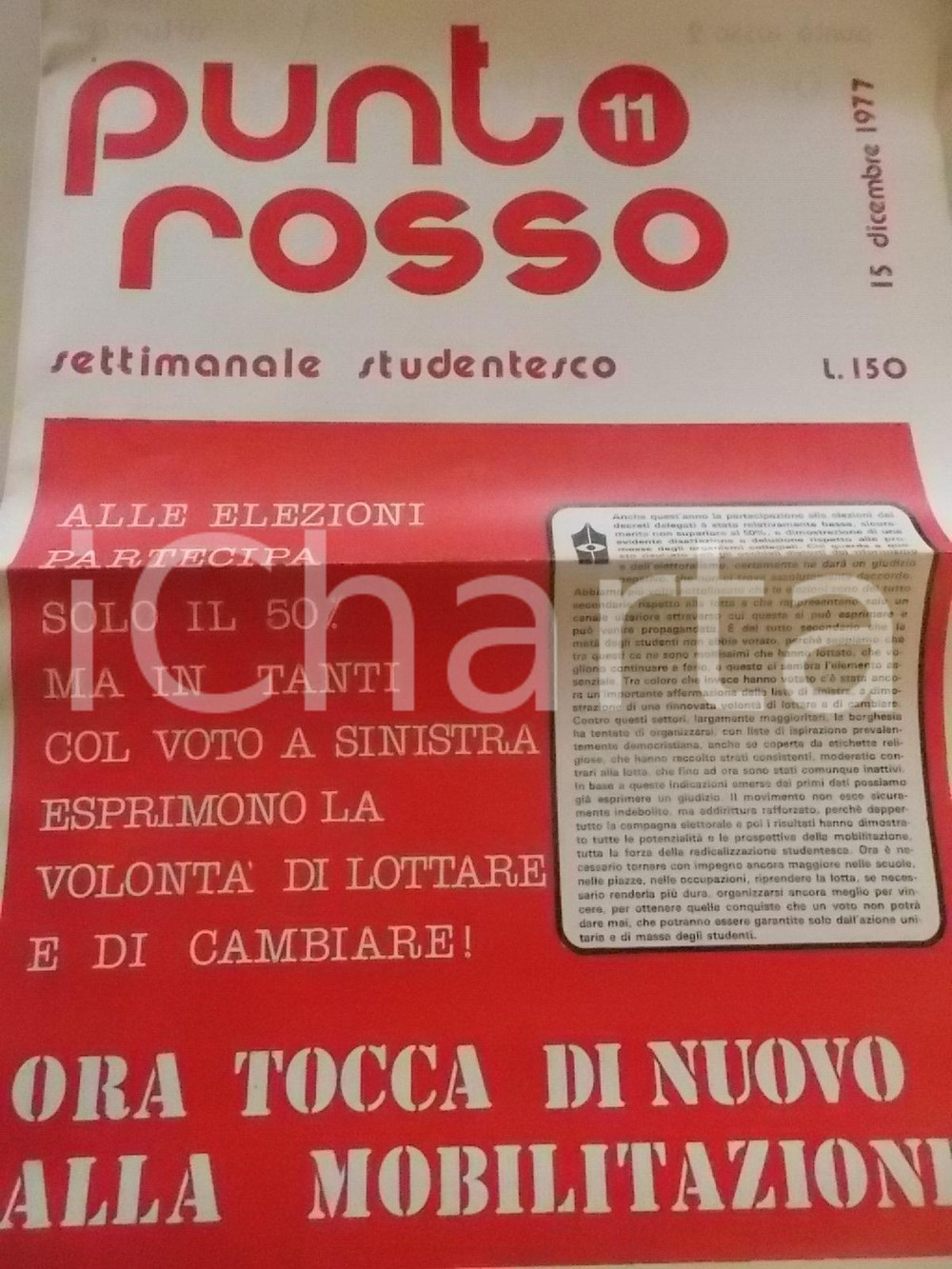 Giornale, rivista storica 1977 PUNTO ROSSO Settimanale studentesco  Tanti voti a sinistra nÂ° 11 1