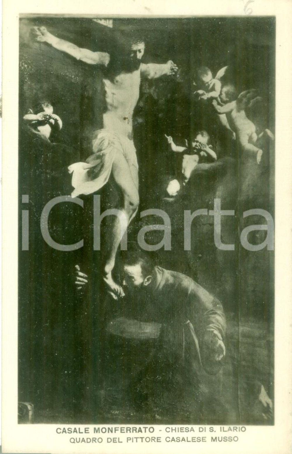 Cartolina originale da collezione 1930 ca CASALE MONFERRATO Quadro di Nicolò MUSSO Chiesa di SANT ILARIO Cartolina 1
