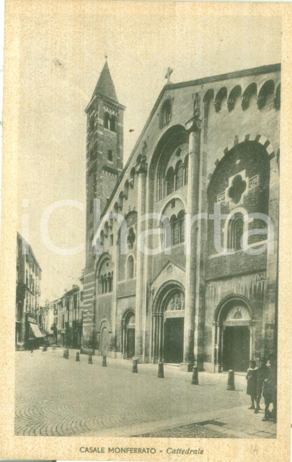 Cartolina originale da collezione 1943 CASALE MONFERRATO AL Facciata della Cattedrale Cartolina FP NV 1