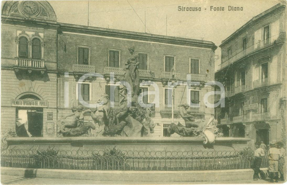 Cartolina originale da collezione 1904 SIRACUSA Fonte Diana Premiata Tipografia del Popolo Cartolina FP VG 1