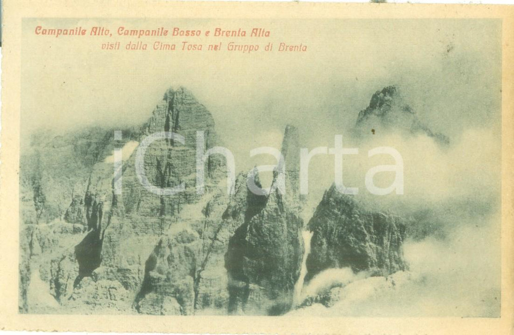 Cartolina originale da collezione 1935 ca DOLOMITI DI BRENTA TN Campanile Alto e Campanile Basso Cartolina FP VG 1