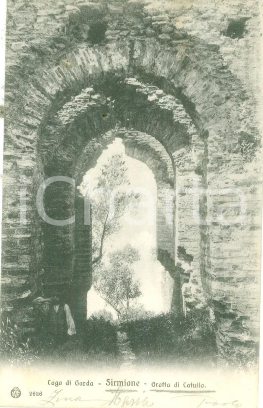 1909 SIRMIONE (BS) Grotta di CATULLO sul Lago di GARDA *Cartolina FP VG